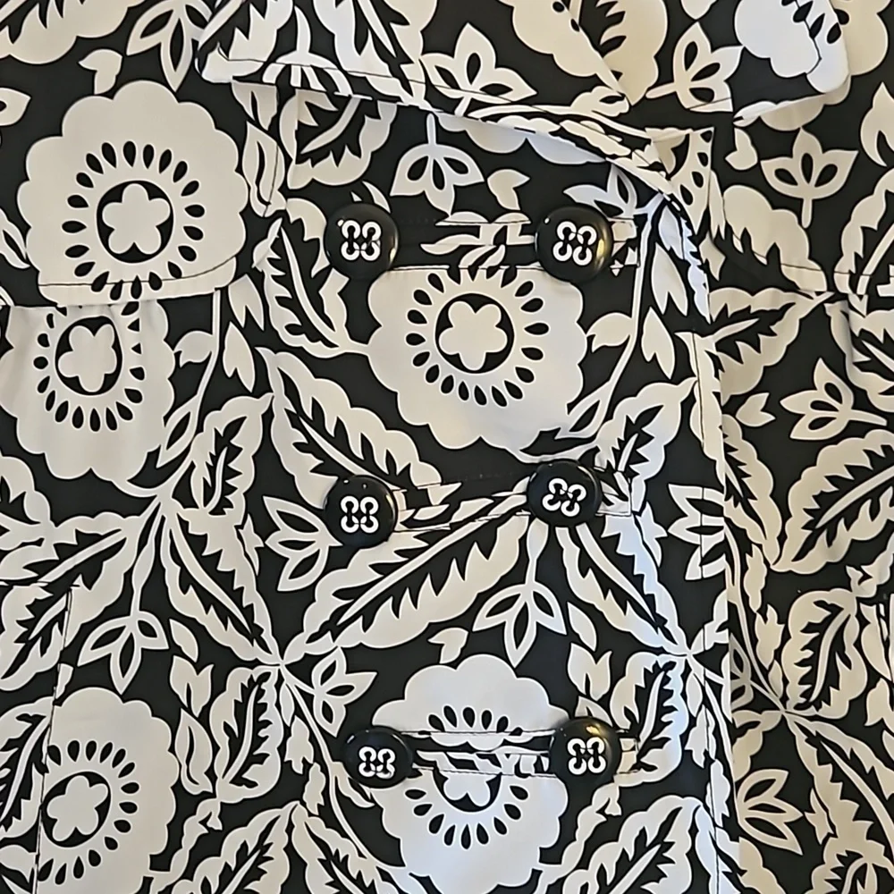 DOLLHOUSE Monochrome Floral Double Breasted Swing Jacket Size 10/12